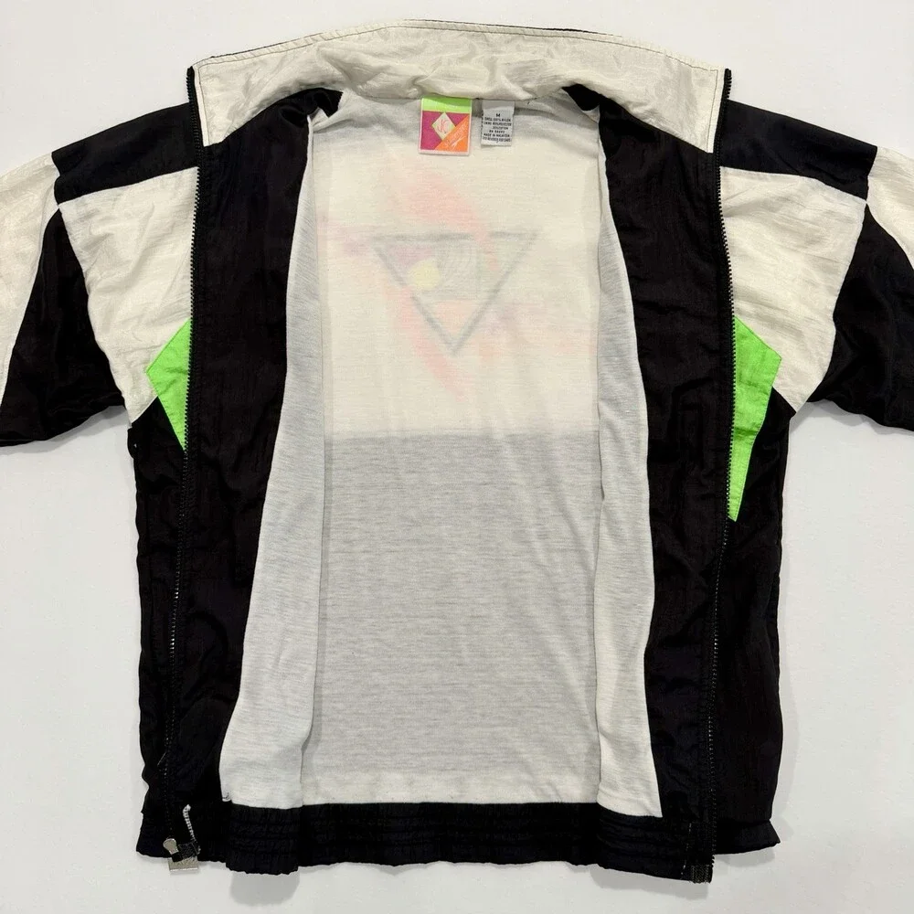 Vintage 80s Jimmy Connors Slazenger Tennis Windbreaker Neon Jacket Sz Medium